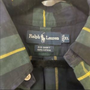 RL Polo Mens Plaid Xl shirt Green and yellow button down shirt